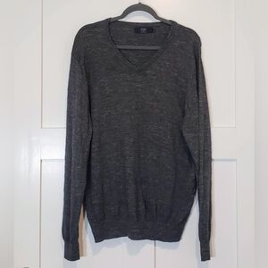 J. Crew Factory Cotton Sweater V Neck Size XL Heathered Charcoal Gray